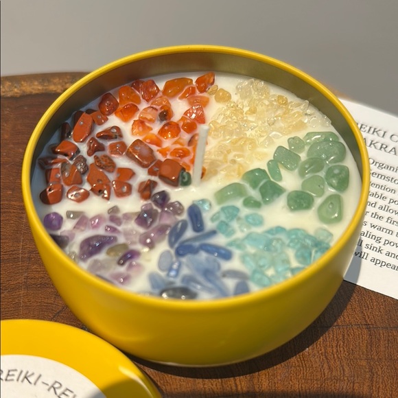 Relax Reiki Revive Repeat Other - Chakra PRIDE  Gemstone 100% Soy Candle Hand Crafted Gift 🎁 Wrapped Rainbow